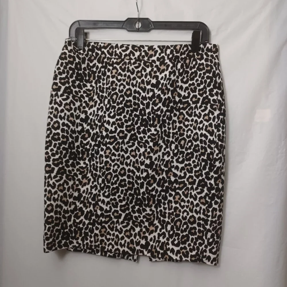 J.CREW THE PENCIL SKIRT LEOPARD PRINT 100% COTTON SIZE 4